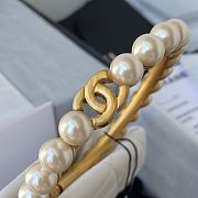 CHANEL Clutch Lambskin Artificial Pearl Top Handle Bag White AS2609 30cm - 4