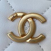 CHANEL Clutch Lambskin Artificial Pearl Top Handle Bag White AS2609 30cm - 3