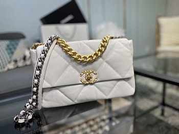 Chanel 19 Handbag Soft Goatskin Large White AS1161 30cm