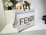 FENDI Medium Roma Sunshine Tote Leather White 372M103 35cm - 2