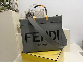 FENDI Medium Roma Sunshine Tote Leather Gray 372M103 35cm