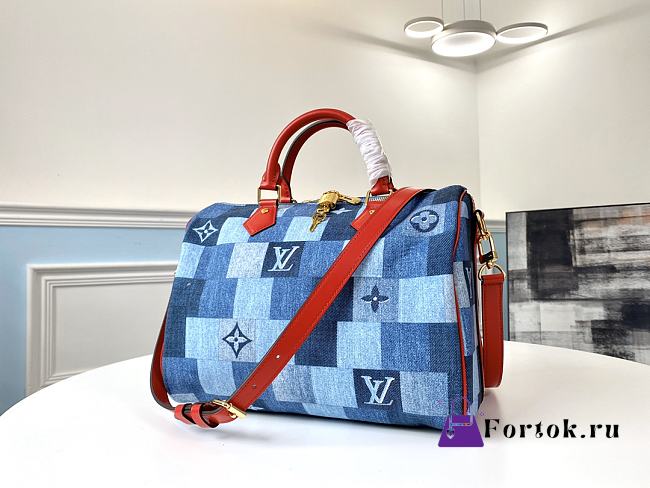 Louis Vuitton Escale Speedy Bandoulière Blue Denim M45041 30cm - 1