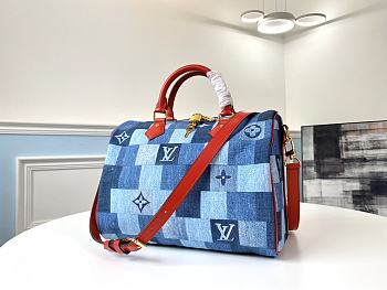 Louis Vuitton Escale Speedy Bandoulière Blue Denim M45041 30cm