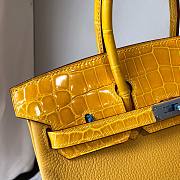 Hermès Brikin Crocodile Pattern Touch 9D Jaune Amber Yellow 25cm  - 5