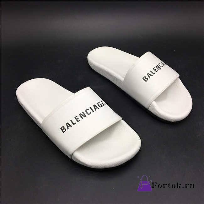 Balenciaga Logo Leather Slip-on White - 1