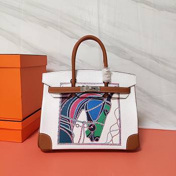 Hermès Platinum Bag Brikin White 30cm