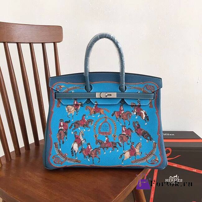 Hermès Platinum Bag Brikin Blue 35cm - 1