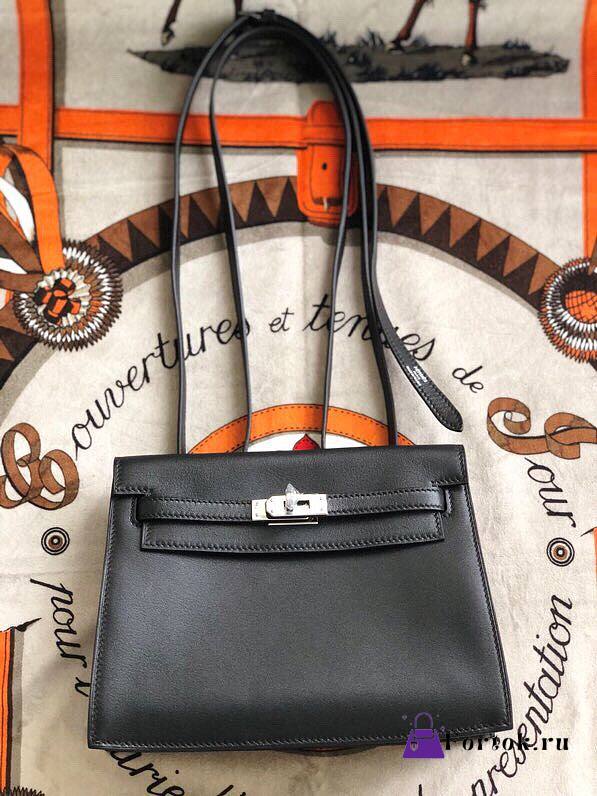 Hermès Kelly Danse Swift Black Silver Buckle 22cm  - 1