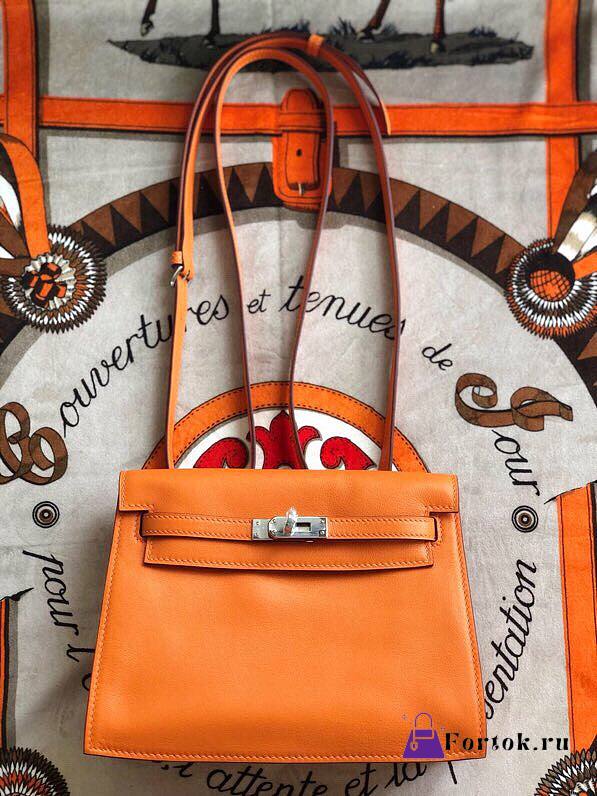 Hermès Kelly Danse Swift Orange Silver Buckle 22cm - 1