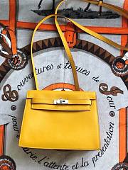 Hermès Kelly Danse Swift Amber Yellow Silver Buckle 22cm - 5