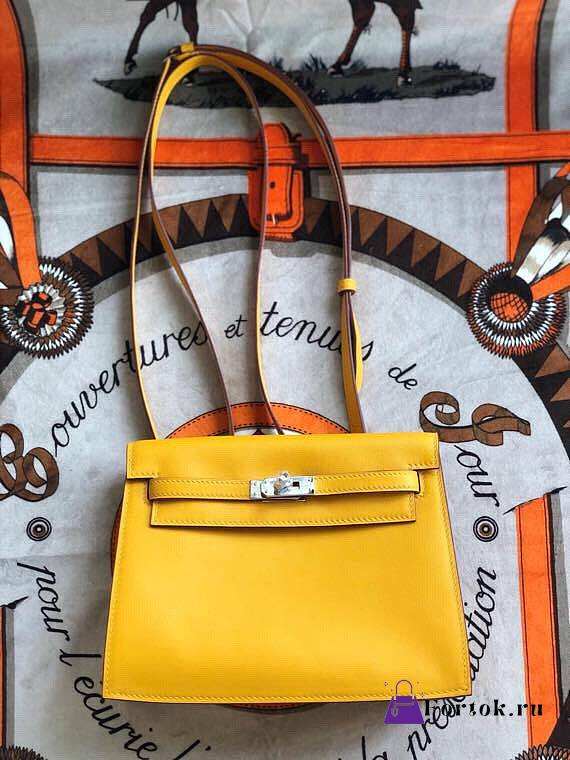 Hermès Kelly Danse Swift Amber Yellow Silver Buckle 22cm - 1