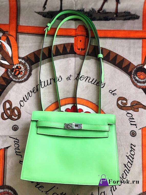Hermès Kelly Danse Swift Apple Green Silver Buckle 22cm - 1