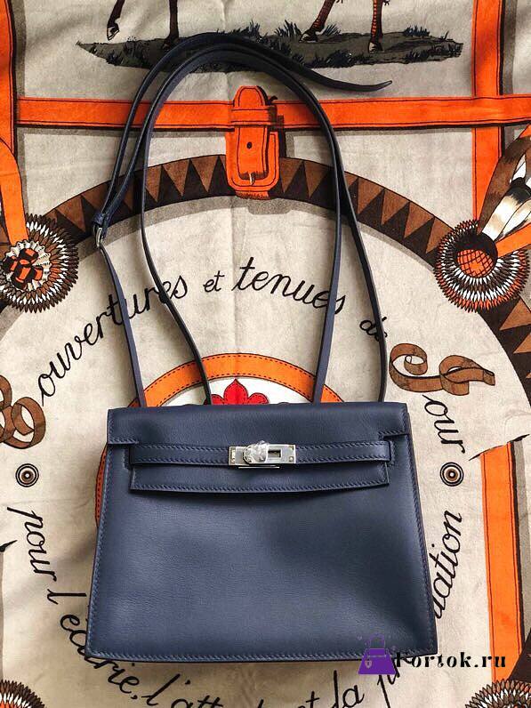 Hermès Kelly Danse Swift Sapphire Blue Silver Buckle 22cm - 1