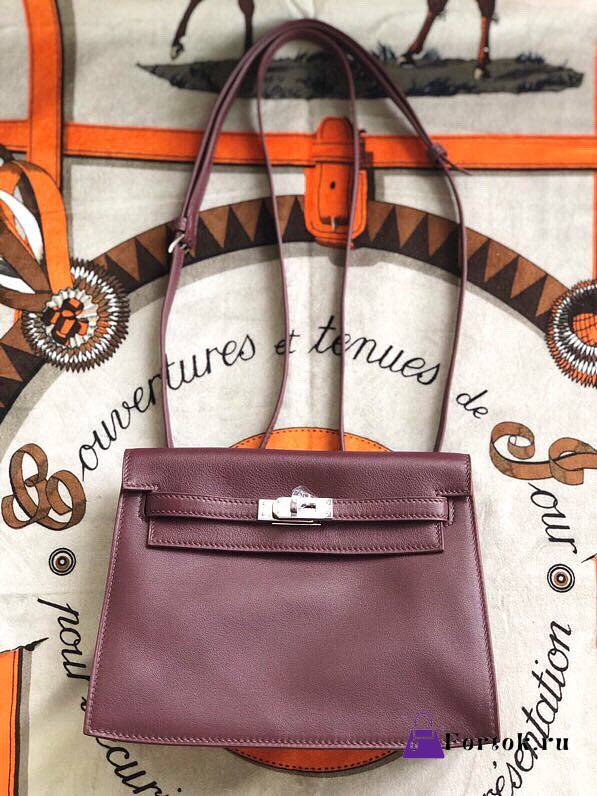Hermès Kelly Danse Swift Burgundy Silver Buckle 22cm - 1
