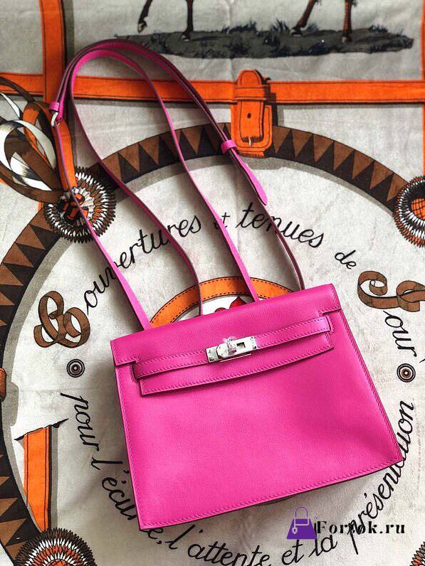 Hermès Kelly Danse Swift Rose Purple Silver Buckle 22cm - 1