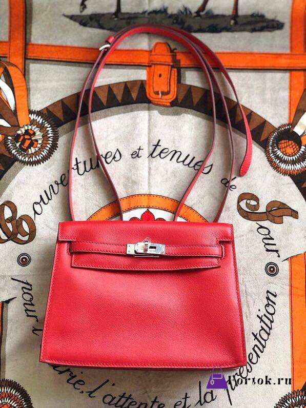 Hermès Kelly Danse Swift Red Silver Buckle 22cm - 1