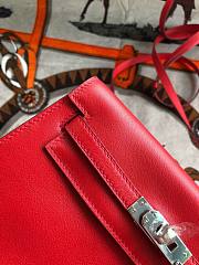 Hermès Kelly Danse Swift Red Silver Buckle 22cm - 2