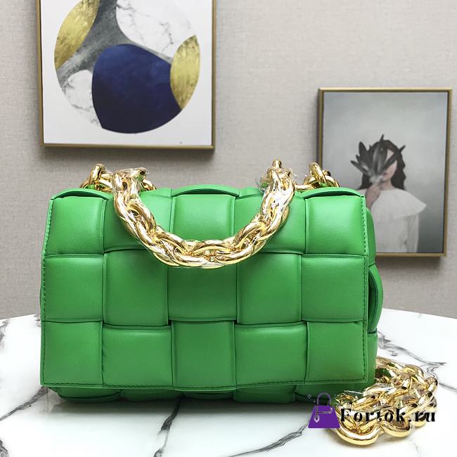 Bottega Veneta Gold Chain Cassette Racing Green 44048 26cm - 1