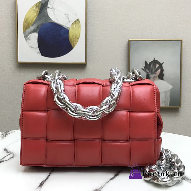 Bottega Veneta Silver Chain Cassette Red 44048 26cm - 1