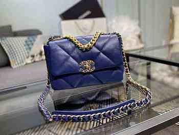 Chanel 19 Handbag Soft Goatskin Large Navy Blue AS1161 30cm