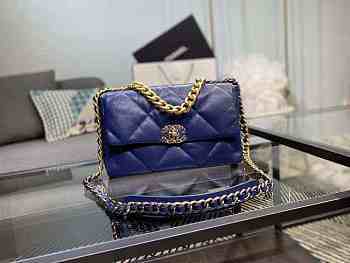 Chanel 19 Handbag Soft Goatskin Medium Navy Blue AS1160 26cm