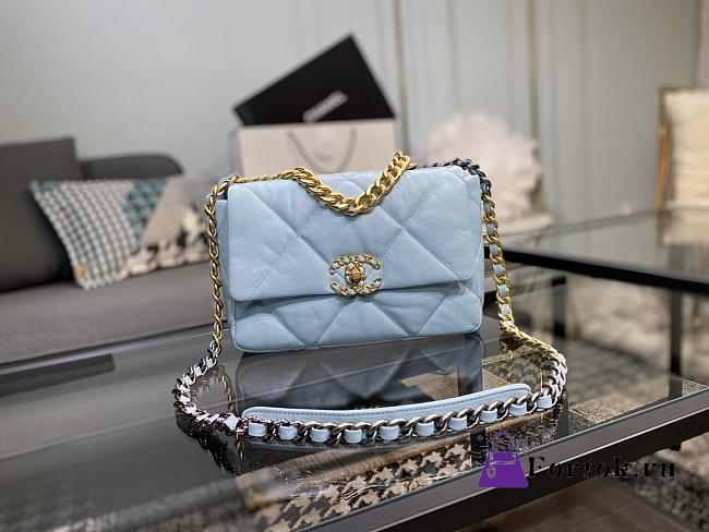 Chanel 19 Handbag Soft Goatskin Medium Blue Sky AS1160 26cm - 1