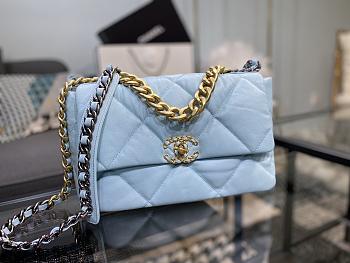 Chanel 19 Handbag Soft Goatskin Large Blue Sky AS1160 30cm