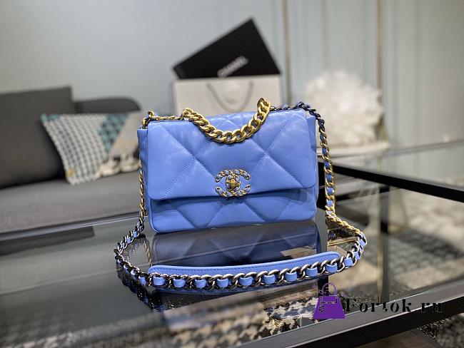 Chanel 19 Handbag Soft Goatskin Medium Cornflower AS1160 26cm - 1