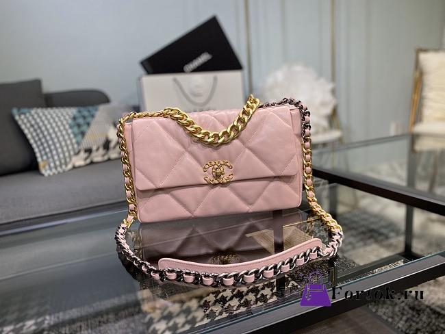 Chanel 19 Handbag Soft Goatskin Large Cotton Candy Pink AS1160 30cm - 1