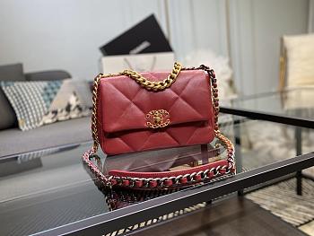 Chanel 19 Handbag Soft Goatskin Medium Ruby AS1160 26cm