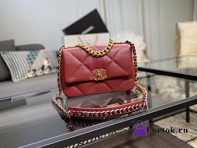 Chanel 19 Handbag Soft Goatskin Large Ruby AS1160 30cm - 1