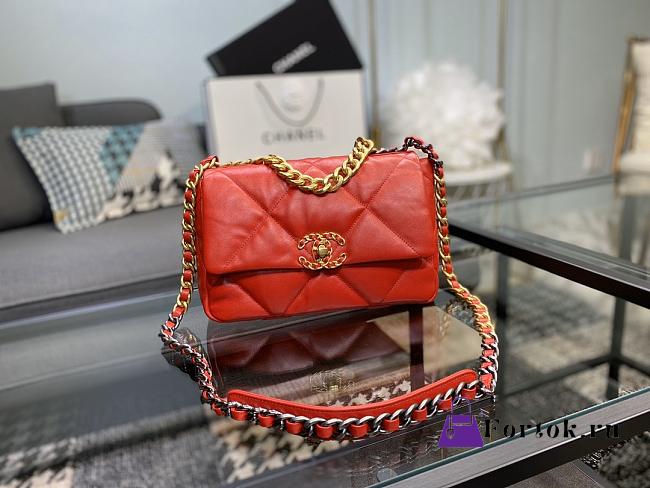 Chanel 19 Handbag Soft Goatskin Medium Red AS1160 26cm - 1