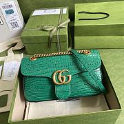 Gucci GG Marmont Crocodile Pattern Black/Green/Red 443497 26cm - 2
