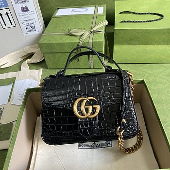 Gucci GG Marmont Crocodile Pattern Black/Green/Red 547260 21cm