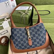 Gucci Jackie 1961 small shoulder bag Denim Blue and Ivory GG 636706 28x19x4.5cm - 1