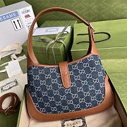 Gucci Jackie 1961 small shoulder bag Denim Blue and Ivory GG 636706 28x19x4.5cm - 4