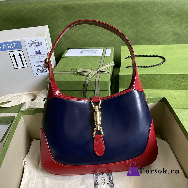 Gucci Jackie 1961 small shoulder bag Red and Navy Blue 636709 28cm - 1