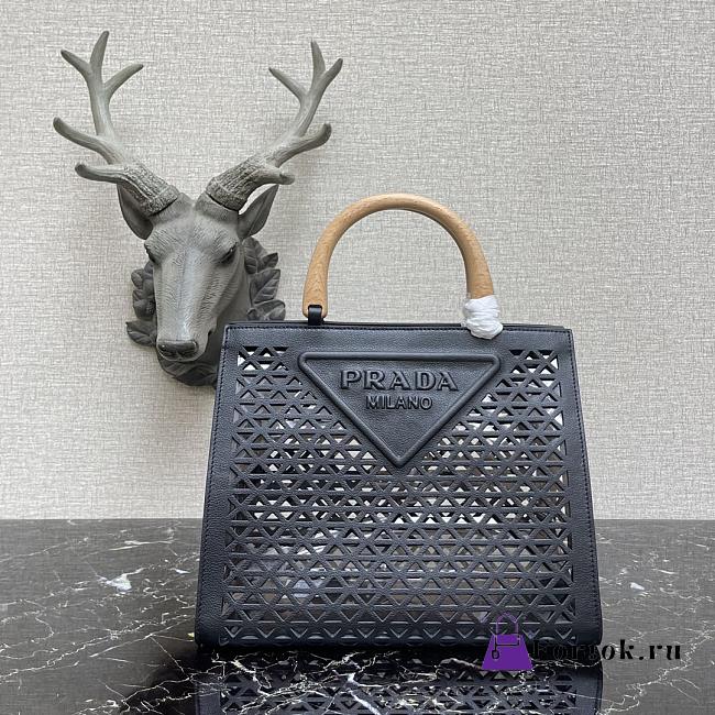 Prada Hollow Hand Bag Black 29cm - 1