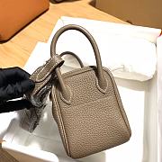 Hermès Mini Lindy Clemence Leather Ck18 Elephant Gray Gold Buckle 19cm - 5
