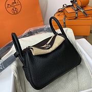 Hermès Mini Lindy Clemence Leather 89 Black Silver Buckle 19cm - 6