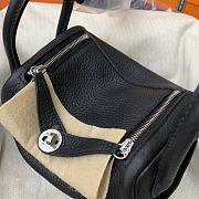 Hermès Mini Lindy Clemence Leather 89 Black Silver Buckle 19cm - 5