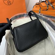 Hermès Mini Lindy Clemence Leather 89 Black Silver Buckle 19cm - 4
