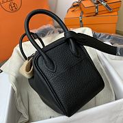 Hermès Mini Lindy Clemence Leather 89 Black Silver Buckle 19cm - 3