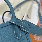 Hermès Mini Lindy Clemence Leather 75 Denim Blue Gold Buckle 19cm - 6