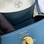 Hermès Mini Lindy Clemence Leather 75 Denim Blue Gold Buckle 19cm - 5