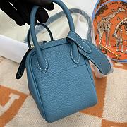 Hermès Mini Lindy Clemence Leather 75 Denim Blue Gold Buckle 19cm - 3