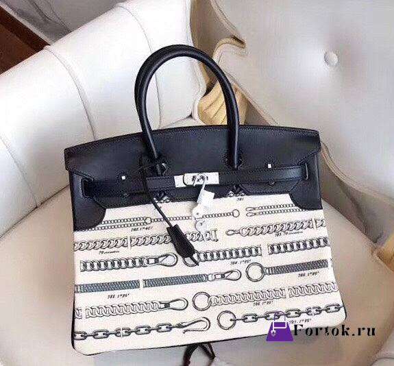 Hermès Birkin De Camp Dechainee Toile Chain Bag Black 35cm - 1