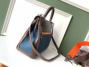 Hermès C-carved Pocket Lakis Kelly 32 Wild Swift Leather Navy Canvas  - 2