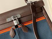 Hermès C-carved Pocket Lakis Kelly 32 Wild Swift Leather Navy Canvas  - 5