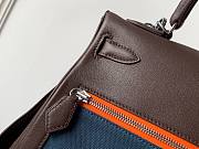 Hermès C-carved Pocket Lakis Kelly 32 Wild Swift Leather Navy Canvas  - 6